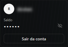 Painel da conta do Layback X mostrando nome, usuário e saldo depois de entrar