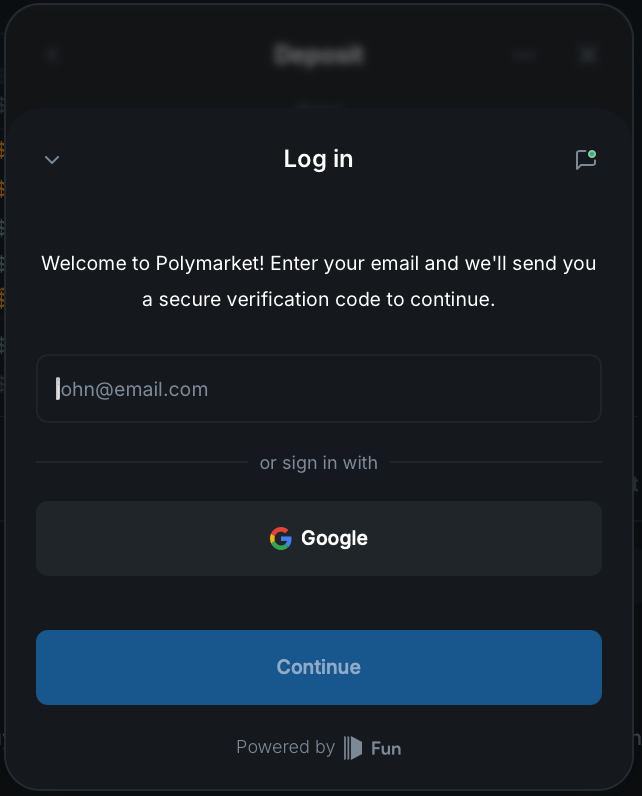 Payment processor sign-in screen asking for an email to send a verification code